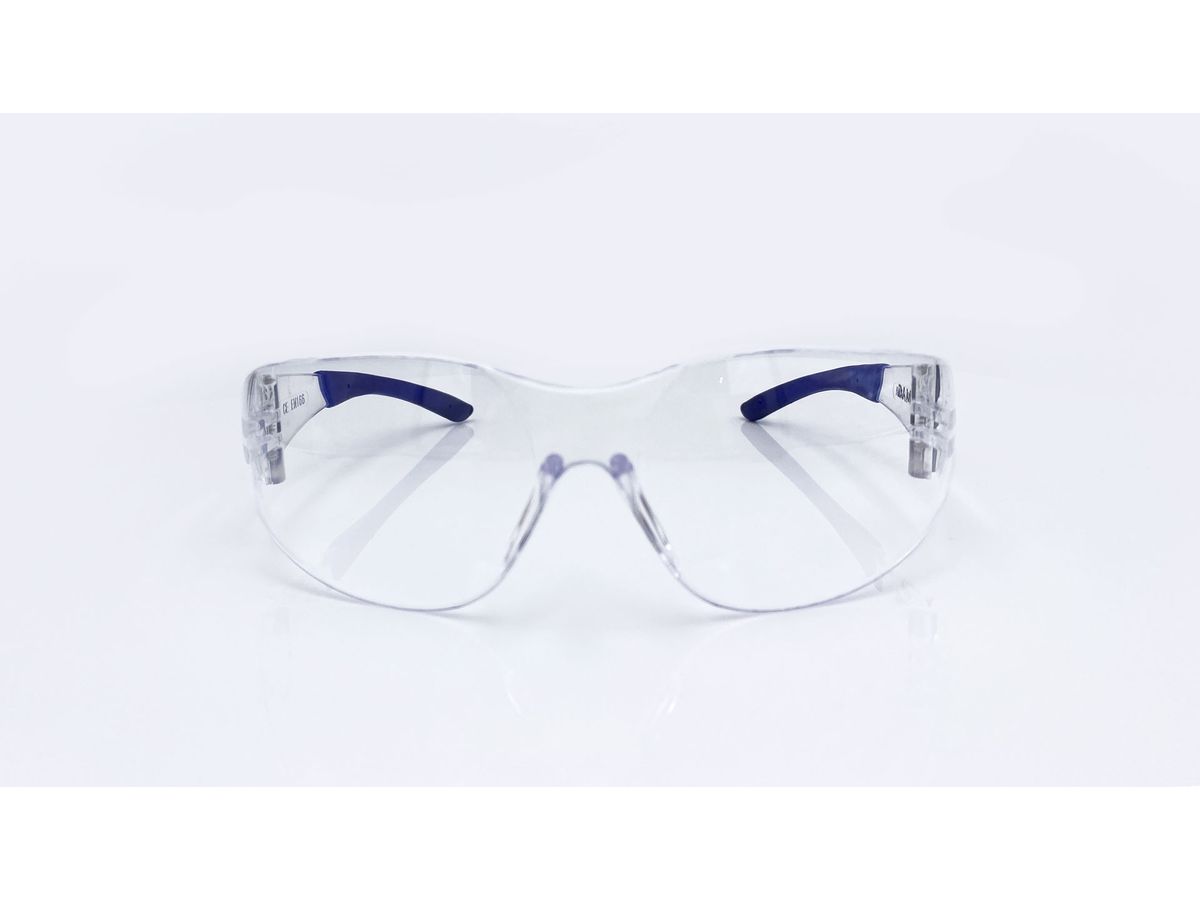 WEMAG Einscheiben-Schutzbrille "sporty" farblos, blauer Softbügel, EN 166, CE