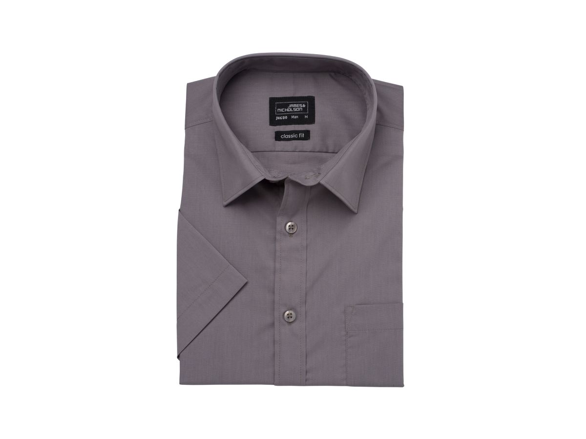 JN Men's Shirt Shortsleeve Poplin JN680 steel, Größe XL