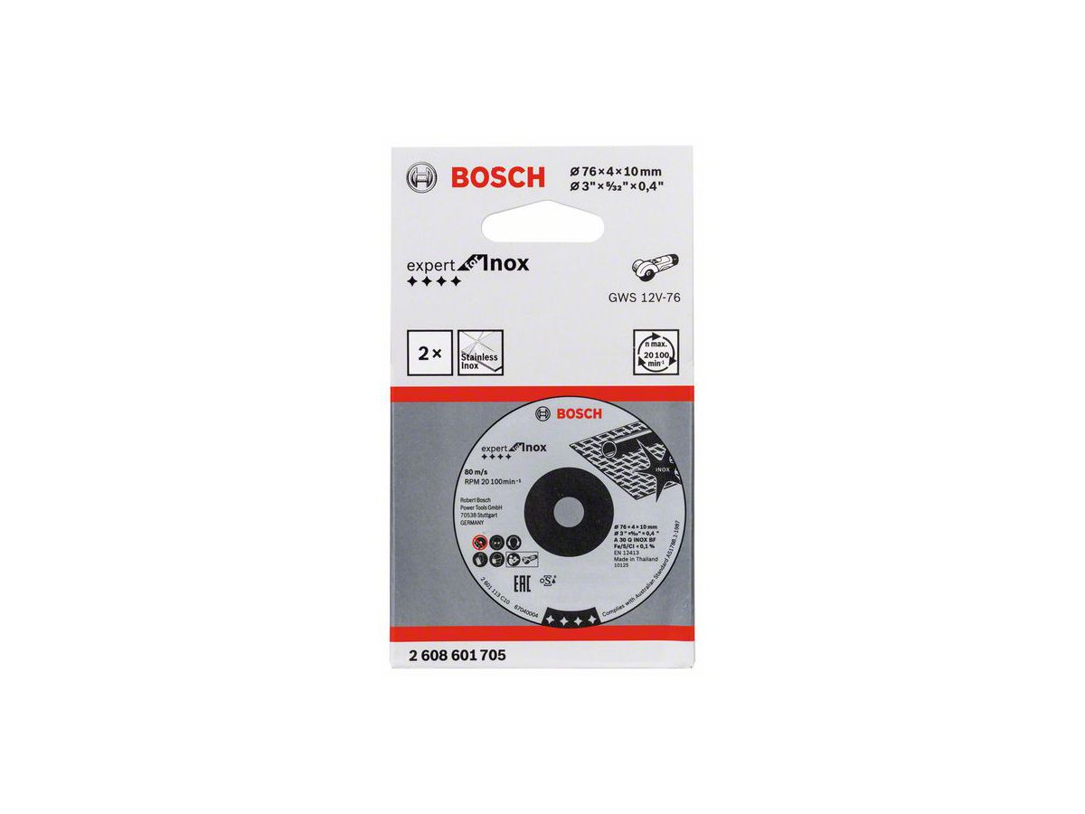 Bosch Schruppscheibe Expert for Inox A 30 Q INOX BF, 76 x 4 x 10 mm, 2 Stck