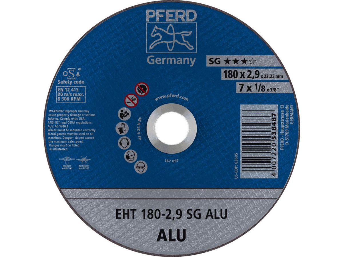 PFERD Trennscheibe SG Alu 180 x 2,9 mm, gerade, A24 N