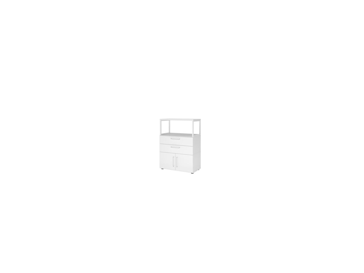 Kombischrank FlexWall B800xT400xH1110mm 3 OH 2 Türen 2 Schubladen weiß/weiß