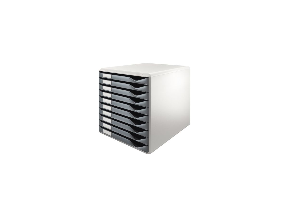 Leitz Schubladenbox 52810089 DIN A4 10Schubfächer lichtgr/d.gr