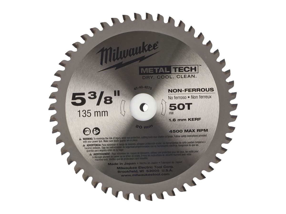 MILWAUKEE Kreissägeblatt für Metall- Handkreissägen 135/20 mm Z50