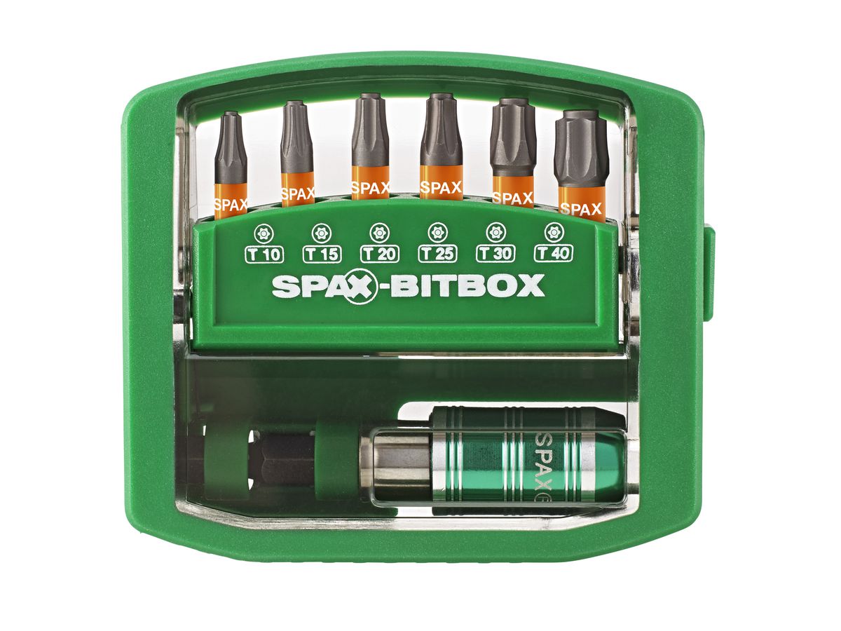 SPAX Bit-Box T-STAR+ T10-T40 25mm + 1 Schnellwechsel-Bith.