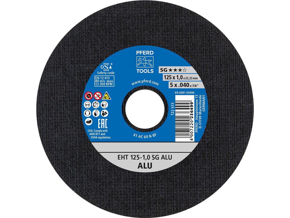 PFERD Trennschleifscheibe EHT 125-1,0 A60 N SG-Alu / 22,23