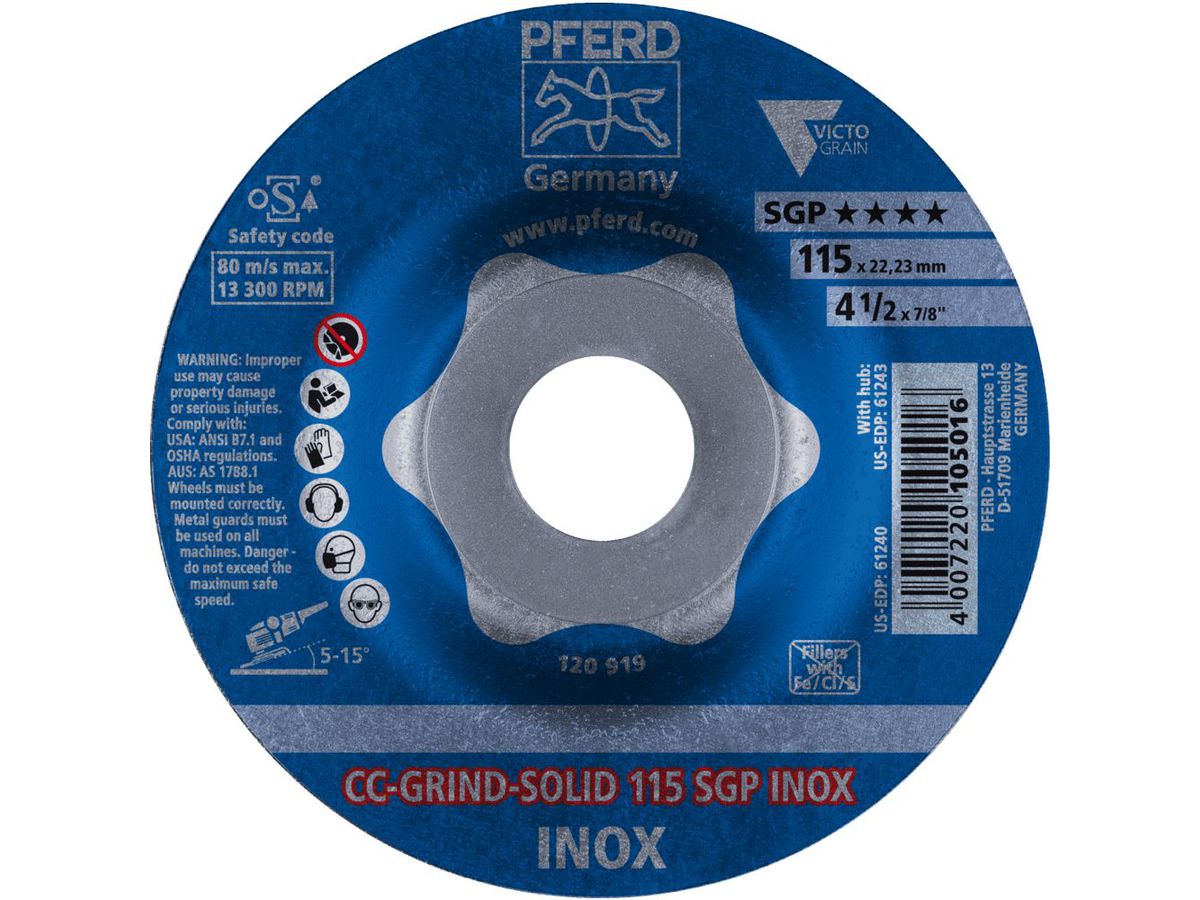 PFERD Schleifscheibe CC-Grind-Solid SGP INOX  115mm