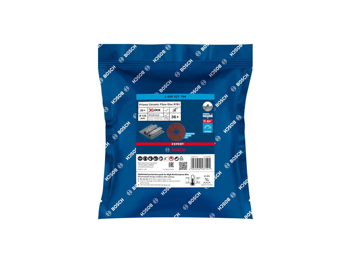 BOSCH X-LOCK Fiberscheibe R781 EXPERT 125 mm, K36, VE25