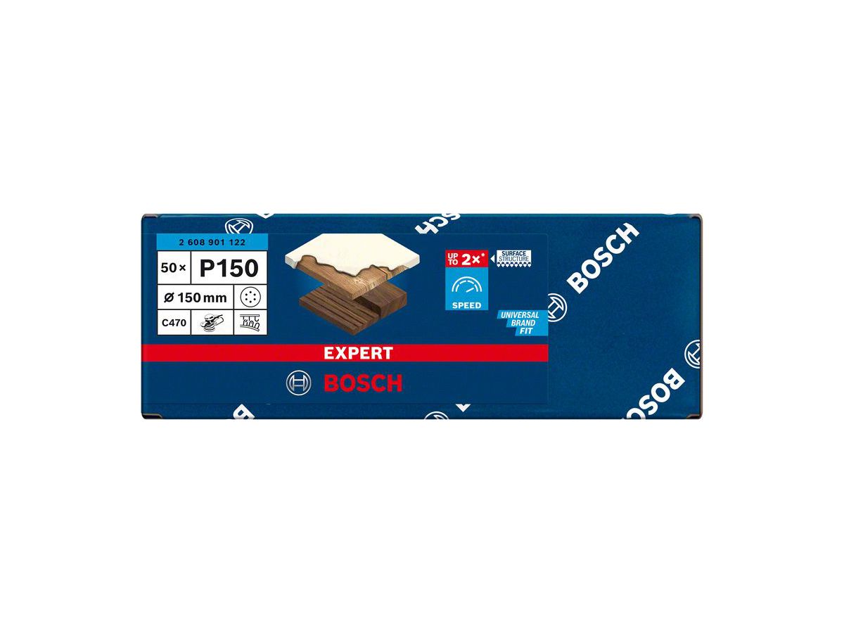 Bosch C470 Schleifpapier mit 6 Löchern, Ø 150 mm,K 150, 50er Pack