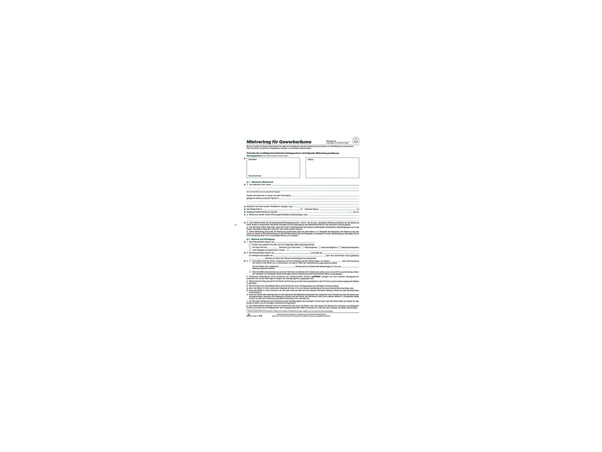 RNK Mietvertrag 598 Gewerberaum DIN A4 5Blatt