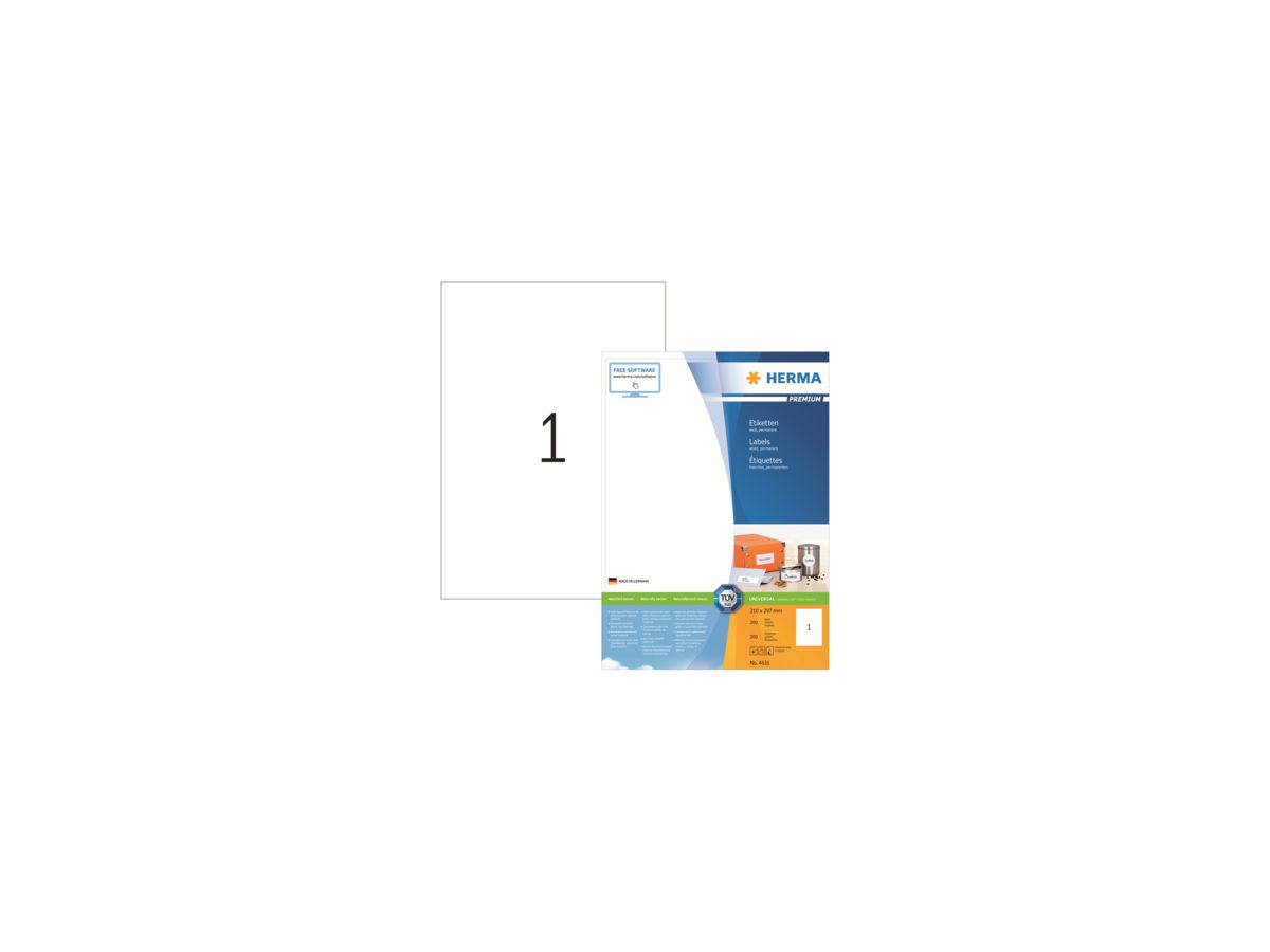 HERMA Etikett PREMIUM 4631 210x297mm weiß 200 St./Pack.