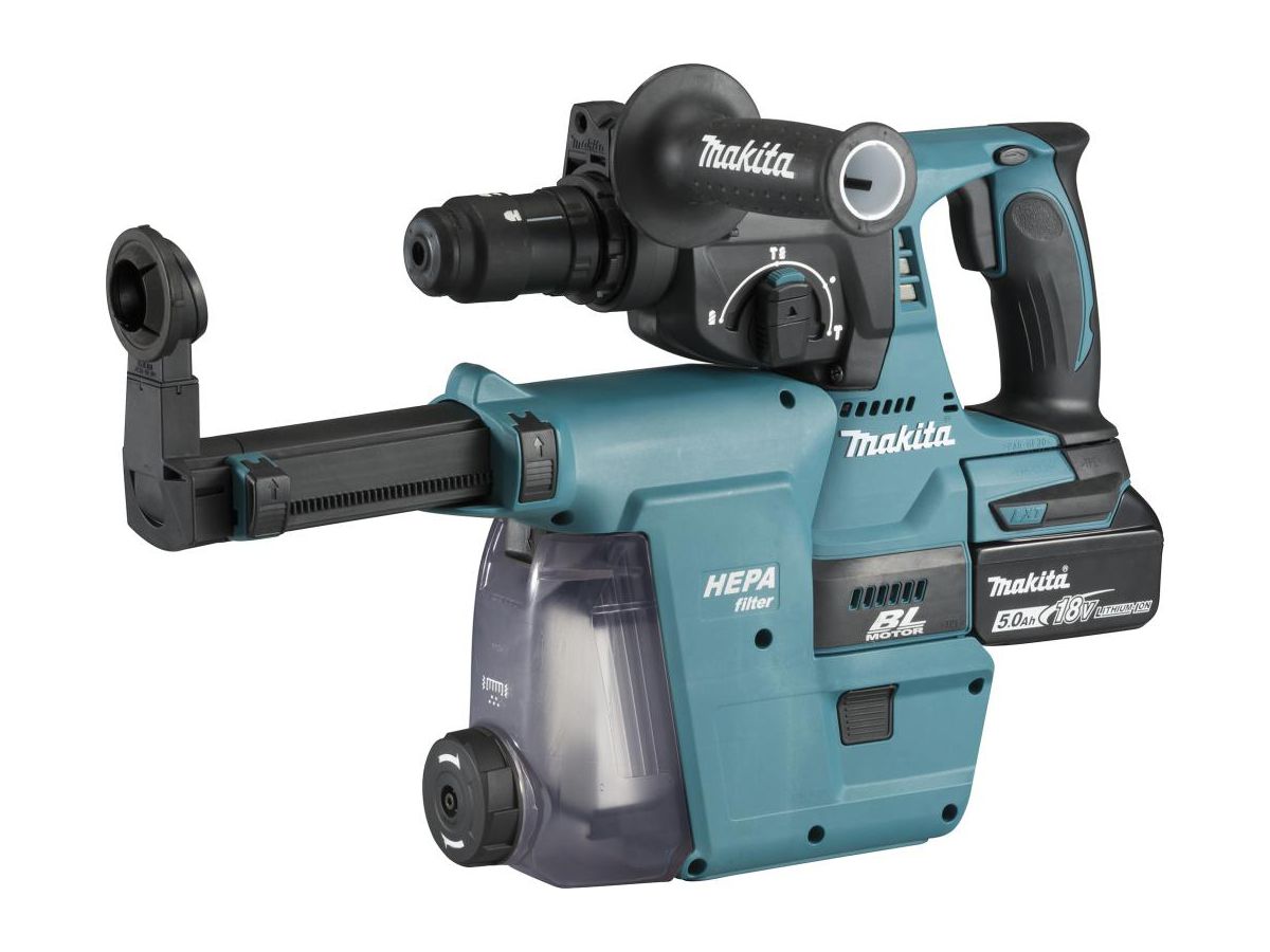 MAKITA Akku-Kombihammer m. Absaugfunk. DHR243RTJW, 18V 2x5,0Ah Akkus