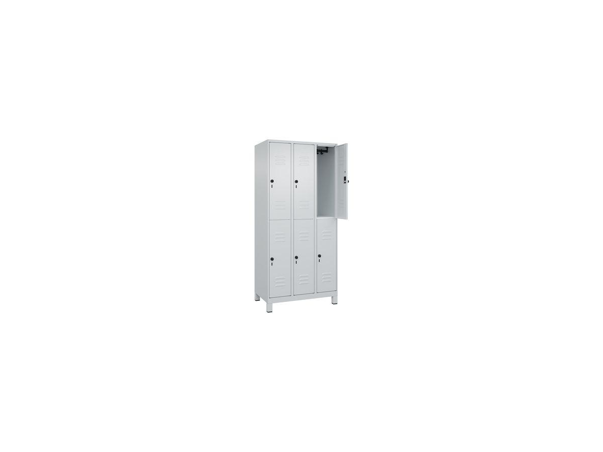 C+P Doppelst. Schrank CLASSIC, Füße 1950x900x500mm, 7035, 3x2 Fächer