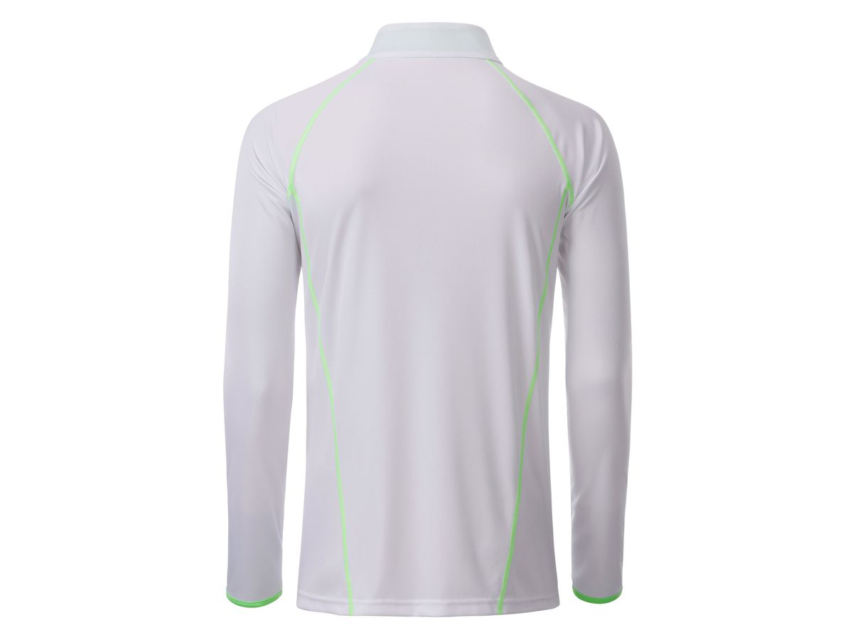 JN Men's Sports Shirt Longsleeve JN498 white/bright-green, Größe M
