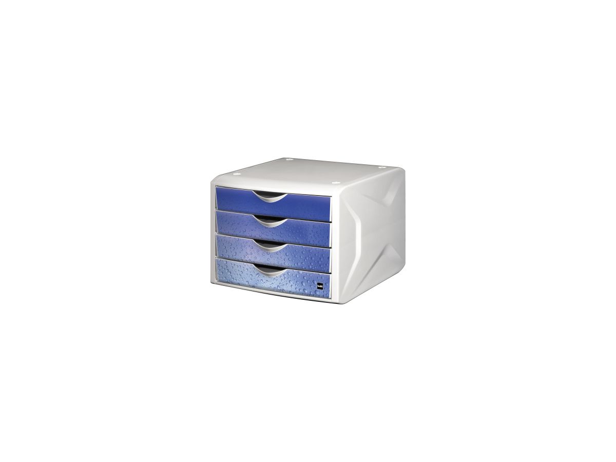 Helit Schubladenbox Chameleon H6129634 4Schübe A4/C4 cool water