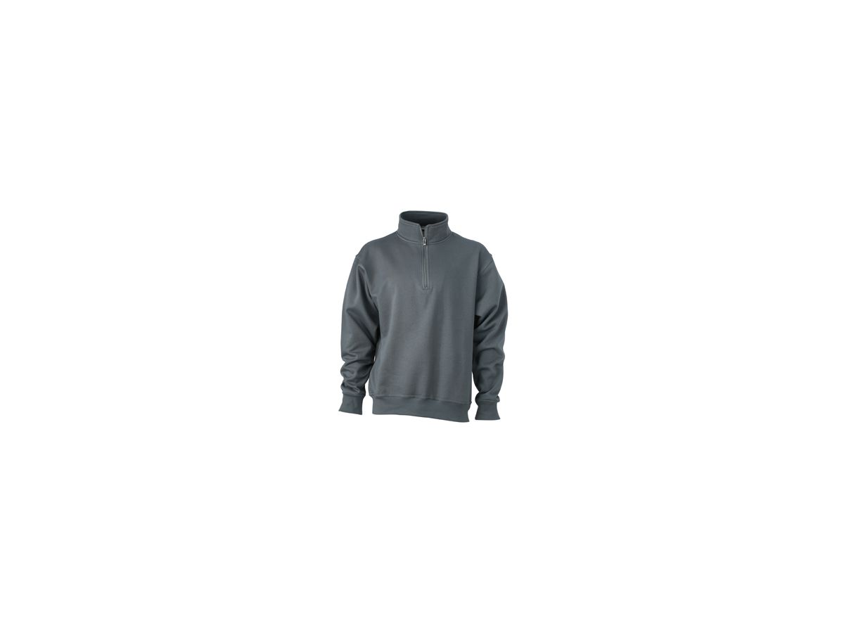 JN Workwear Half Zip Sweat JN831 70%BW/30%PES, carbon, Größe 3XL