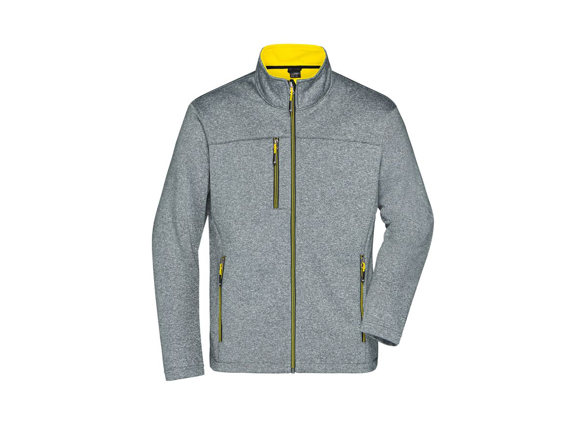 Men's Softshell Jacket JN1148 Fb. dark-melange/yellow, Gr. M