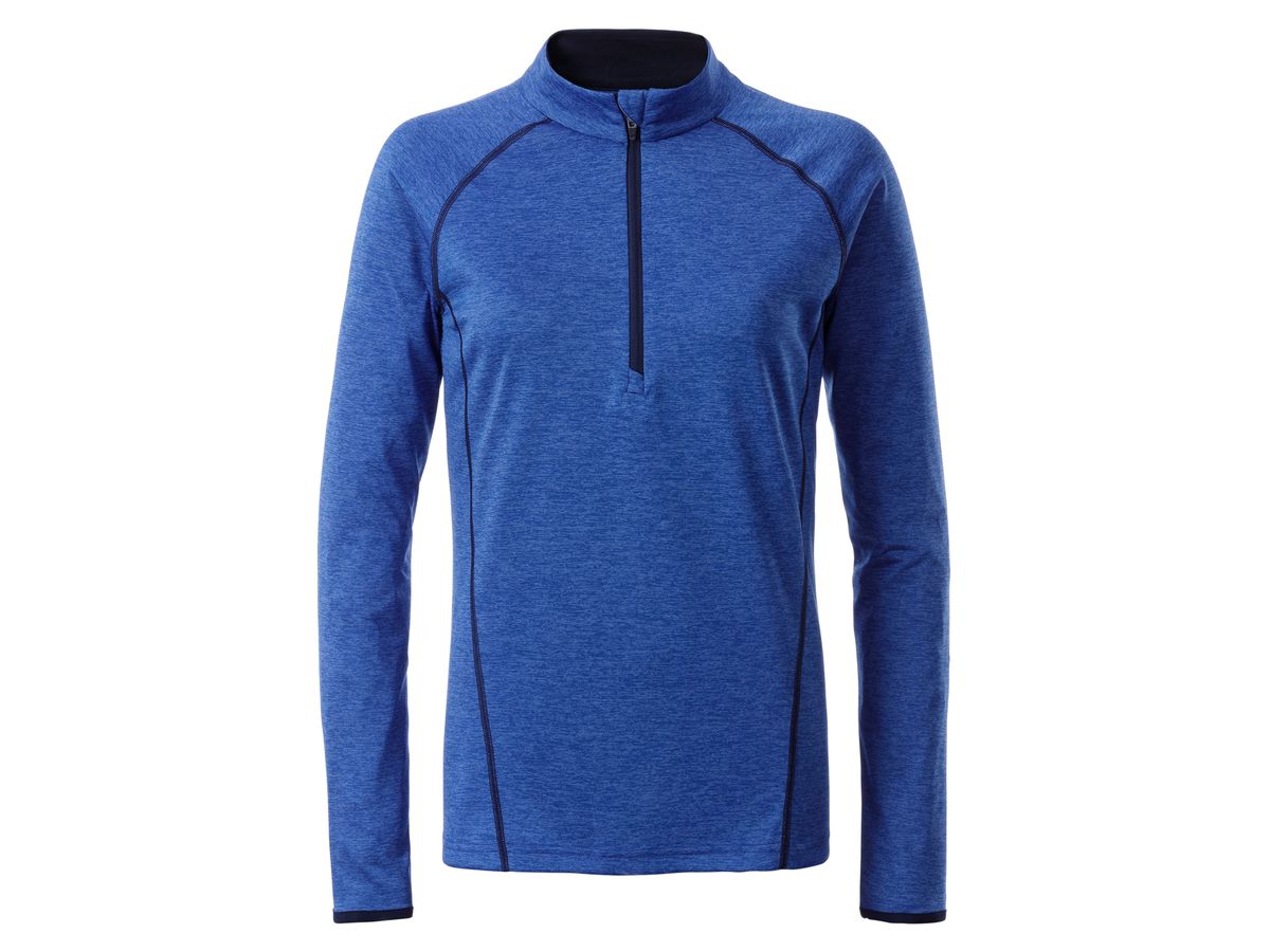 JN Ladies' Sports Shirt Longsleeve JN497 blue-melange/navy, Größe S