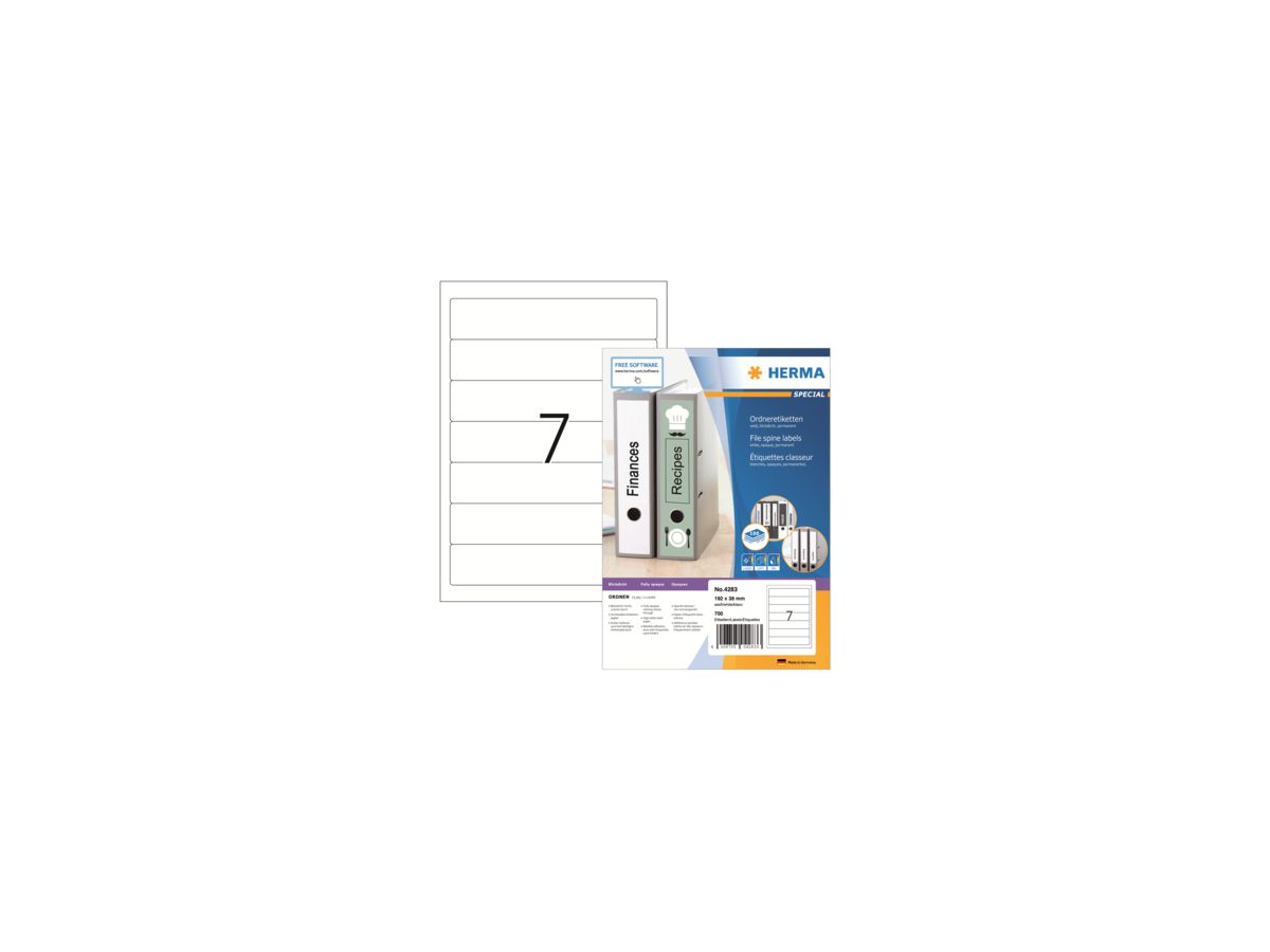 HERMA Ordneretikett 4283 kurz/schmal sk weiß 700 St./Pack.