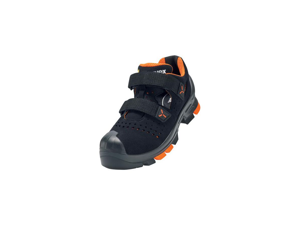 UVEX 2 Sicherheits-Sandale 6500.2 S1P Mikrovelours, schwarz/orange, Gr.  41