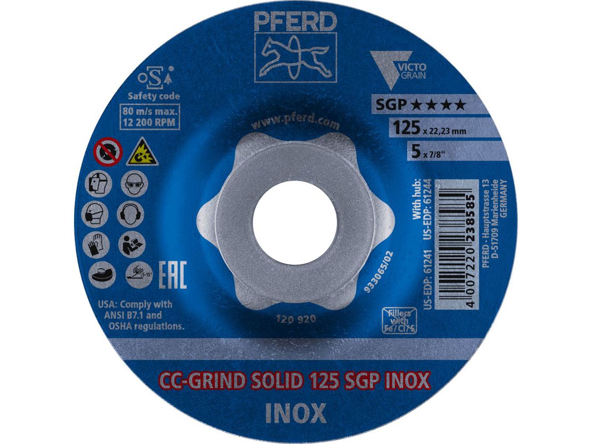 PFERD Schleifscheibe CC-Grind-Solid SGP INOX  125mm
