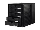 HAN Schubladenbox Systembox 1450-13 DIN C4 5Schubfächer sw