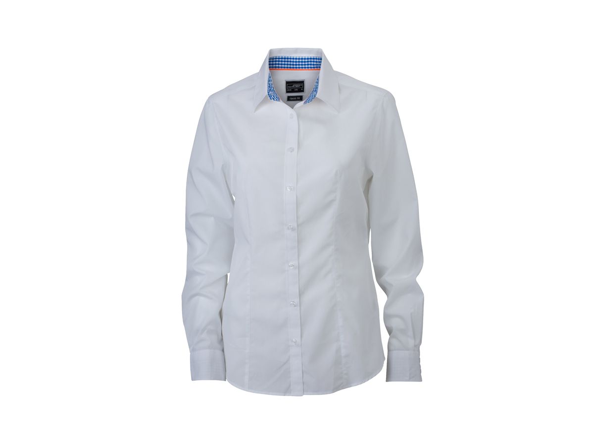JN Ladies Plain Shirt JN618 100% BW, white/royal-white, Größe L