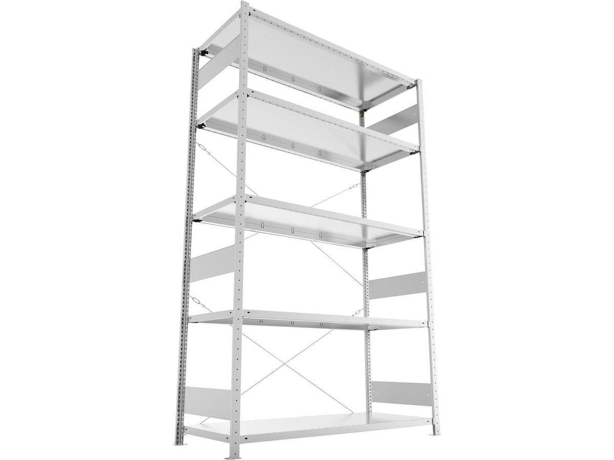 META Steckregal S3 CLIP 200 Fachl. 200kg vzk Grundfeld 5 Böden B1500Xt600Xh2500mm