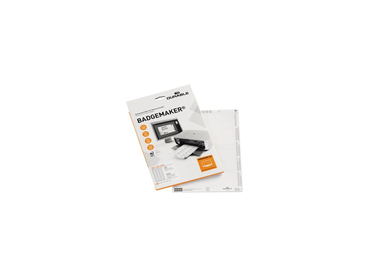 DUR Einsteckschildbogen 145102 Namensschilder 60 x 30 mmv weiß