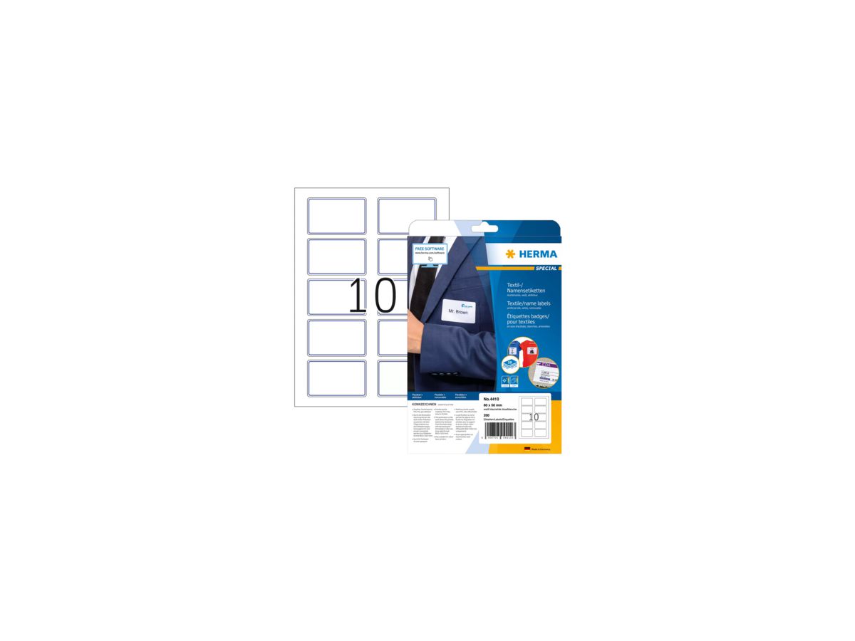 HERMA Namensetikett 4410 80x50mm weiß/blau 200 St./Pack.