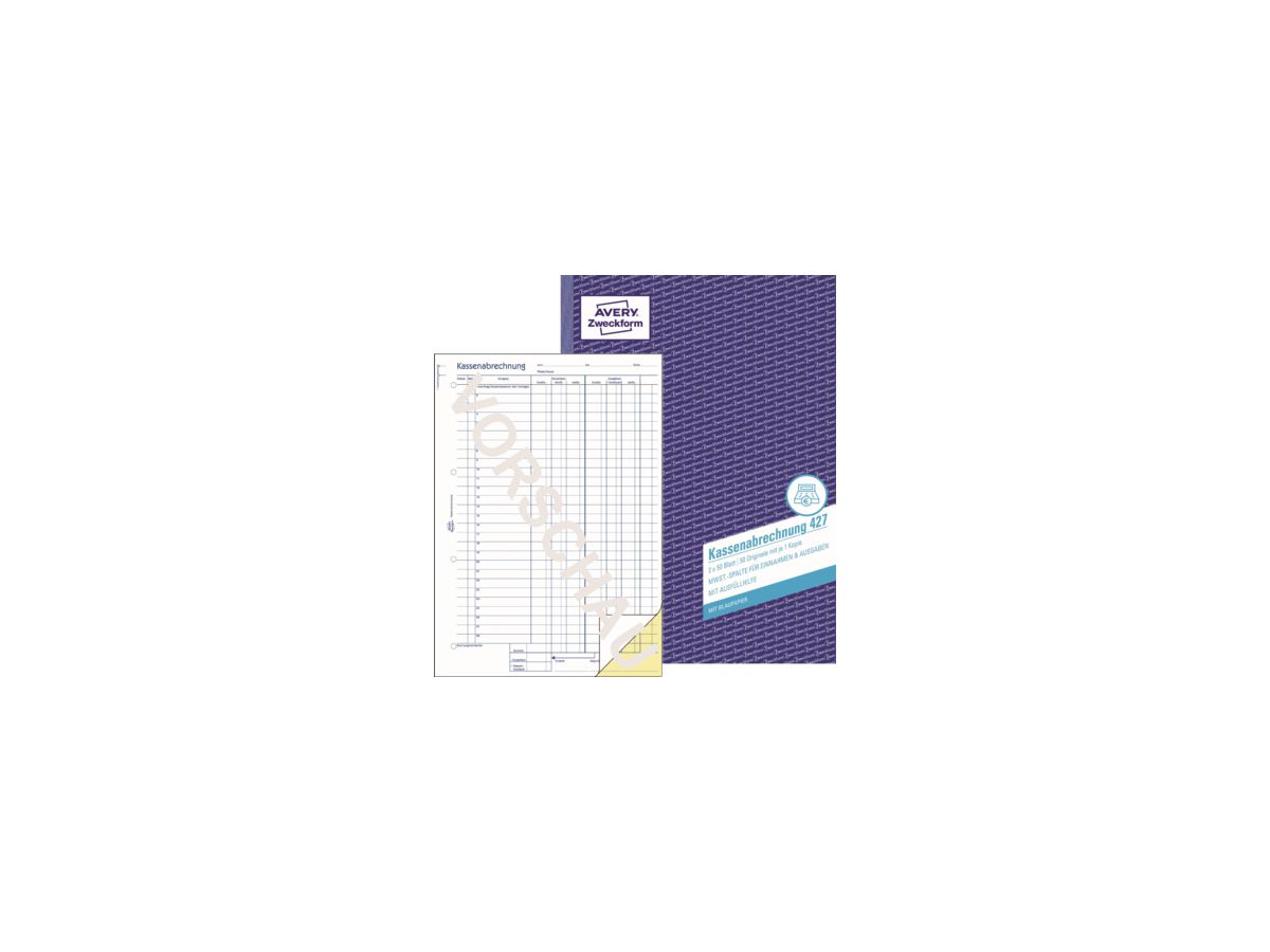 Avery Zweckform Kassenabrechnung 427 DIN A4 2x50Blatt