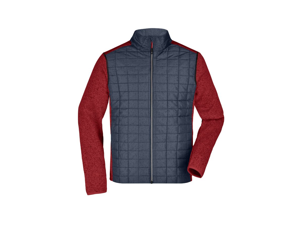 JN Men's Knitted Hybrid Jacket JN742 red-melange/anthracite-melange Gr. M