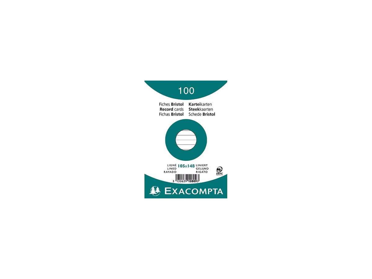 Exacompta Karteikarte 10809SE DIN A6 liniert weiß 100 St./Pack.