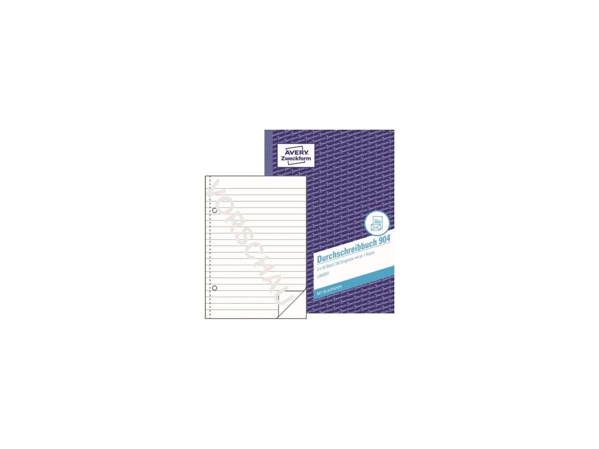 Avery Zweckform Durchschreibebuch 904 DIN A5 liniert 2x50Blatt