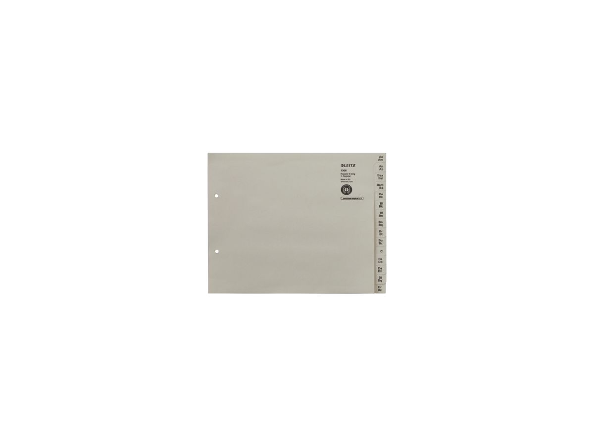 Leitz Registerserie 13060085 DIN A4 A-Z für 6Ordner Tauenpapier grau