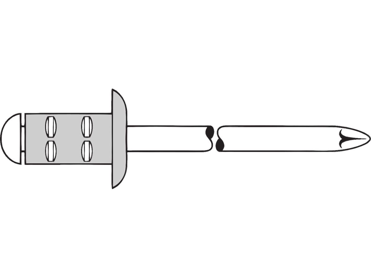 GESIPA Polygrip Mehrbereichs-Blindniet 4,0 x 13,0 - Alu/Stahl, Flachrundkopf