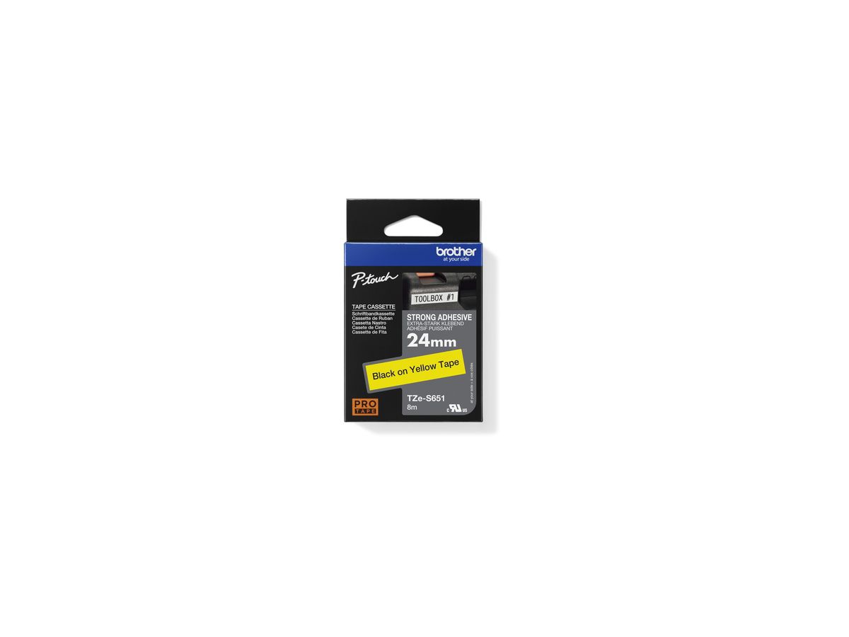 P-touch Schriftband Stark TZES651 laminiert 24mmx8m sw auf ge