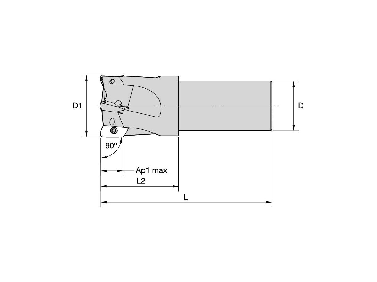 KENNAMETAL 32A04R050A25SED14 MILL 1-14 SCHAFTFRÄSER 90° D=32 Z=4