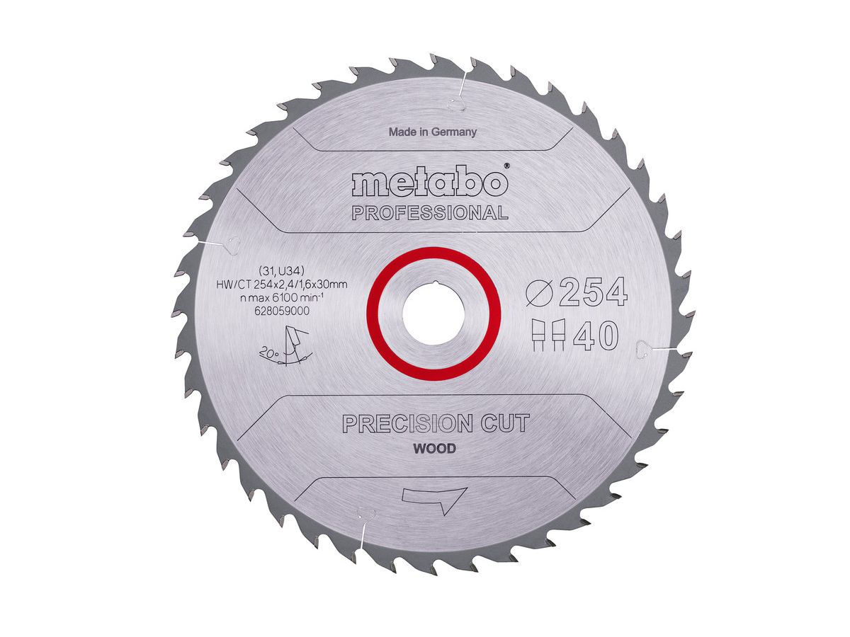 METABO Kreissägeblatt 254x2,4x30mm, HW/CT, 40 WZ