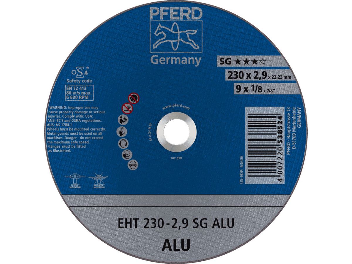 PFERD Trennscheibe SG Alu 230 x 2,9 mm, gerade, A24 N