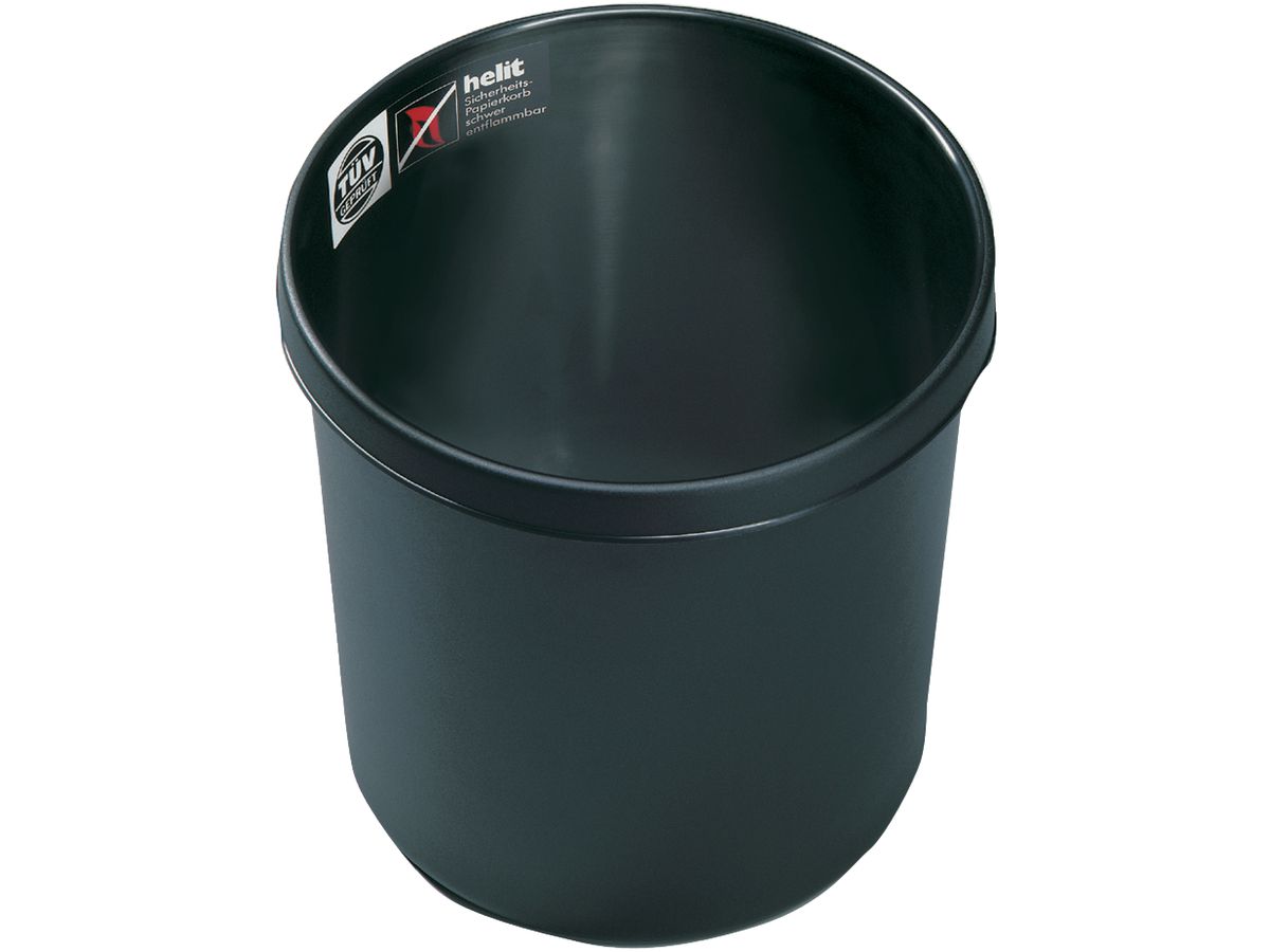 Papierkorb 12 l schwarz schwer entflammb.