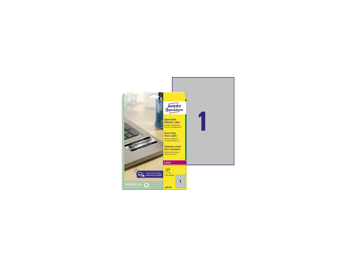 Avery Zweckform Typenschildetikett L6013-20 210x297mm 20 St./Pack.