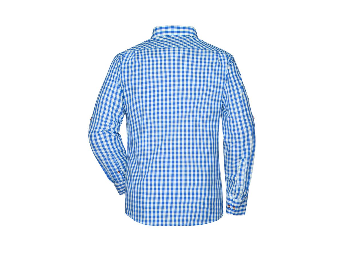 JN Mens Traditional Shirt JN638 100% BW, royal/white, Größe S