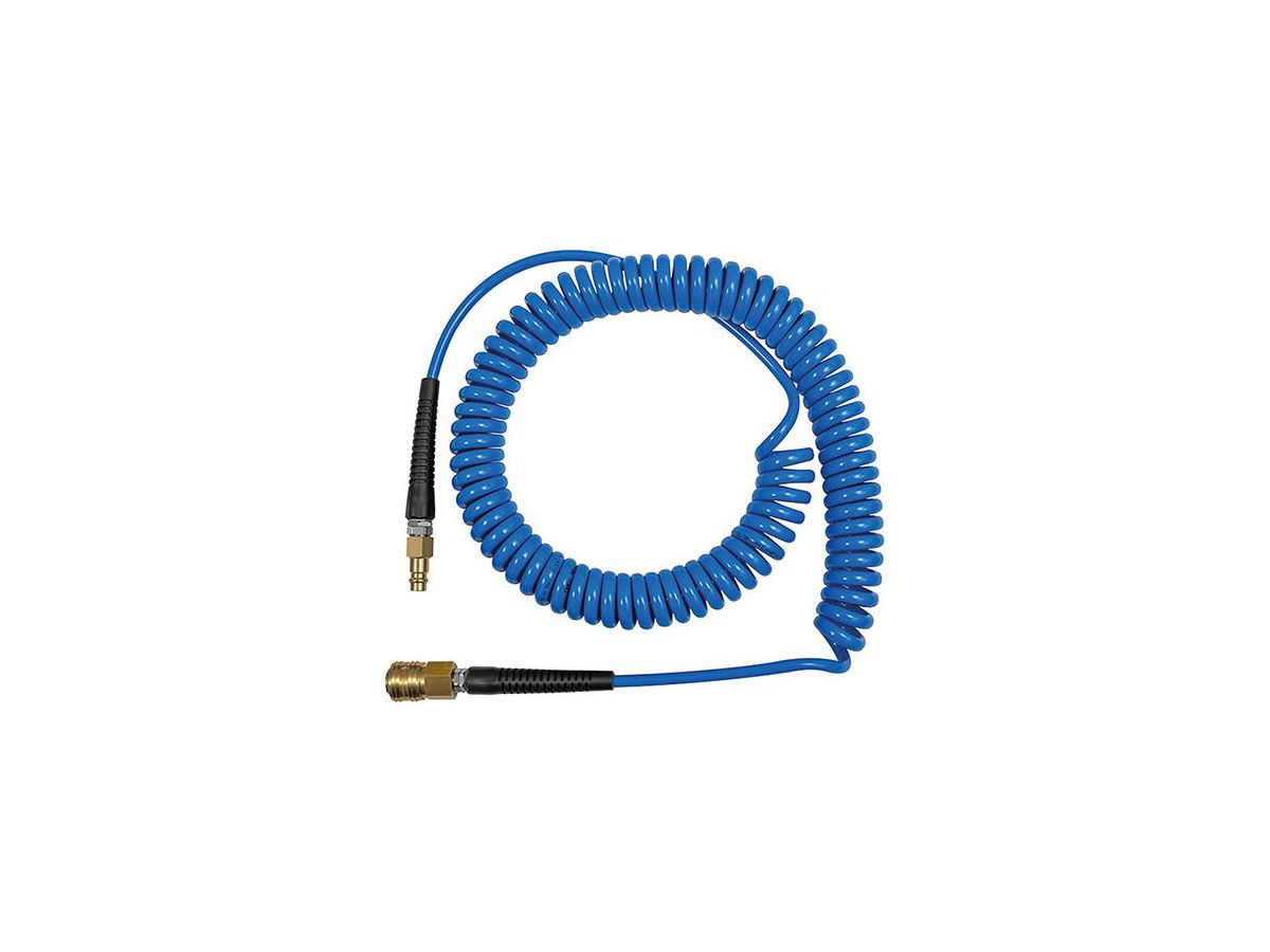 RIEGLER Spiralschlauch PU blau, Kupplung u Stecker NW7,2, 12x8mm, 7,5m
