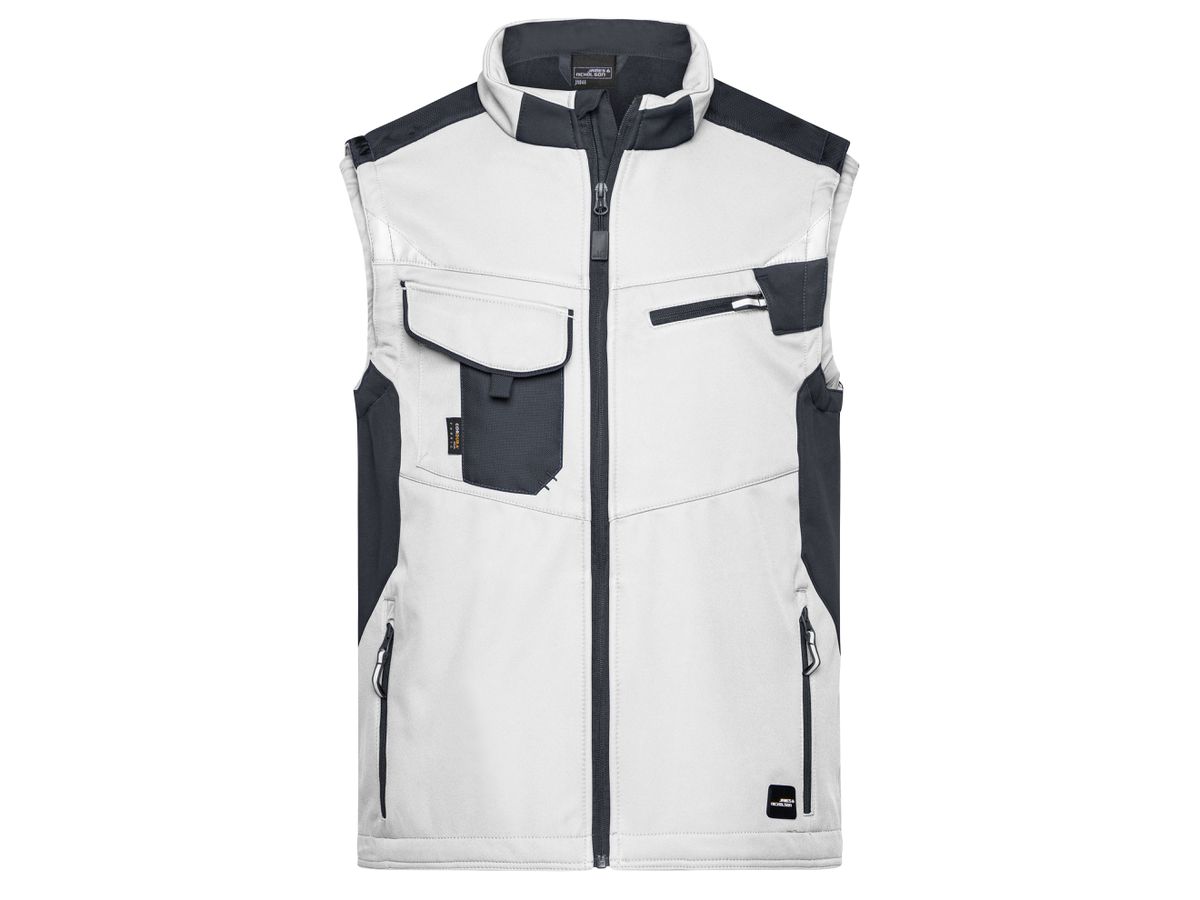 JN Workwear Softshell Vest JN845 100%PES, white/carbon, Größe 4XL