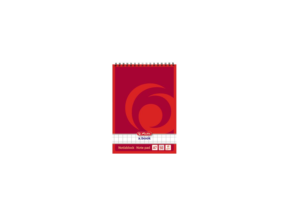 Herlitz Notizblock 110734 DIN A7 50Blatt kariert weiß