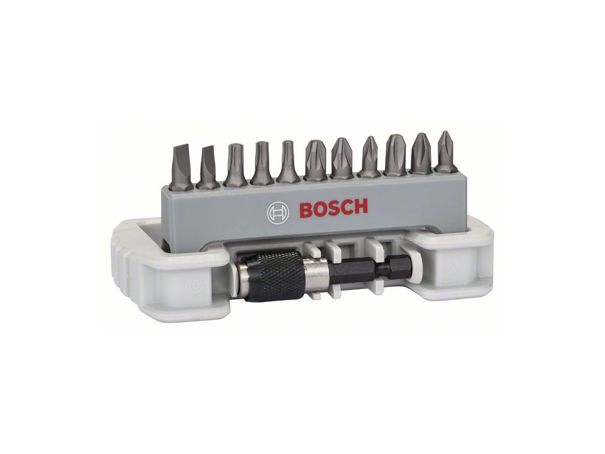 BOSCH Schrauberbit-Set Extra Hart Bithalter, PH, PZ, T, S, 25 mm 12-teilig