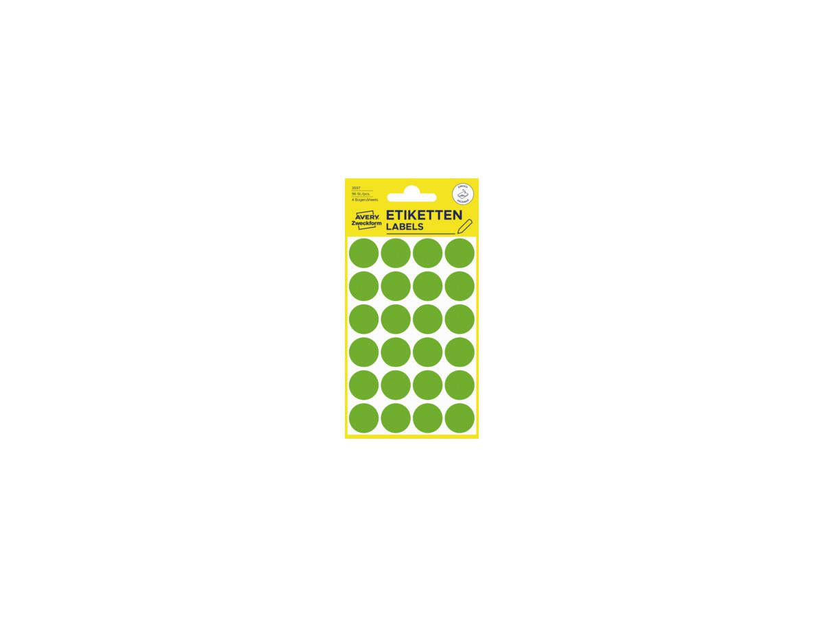 Avery Zweckform Markierungspunkt 3597 18mm grün 96 St./Pack.