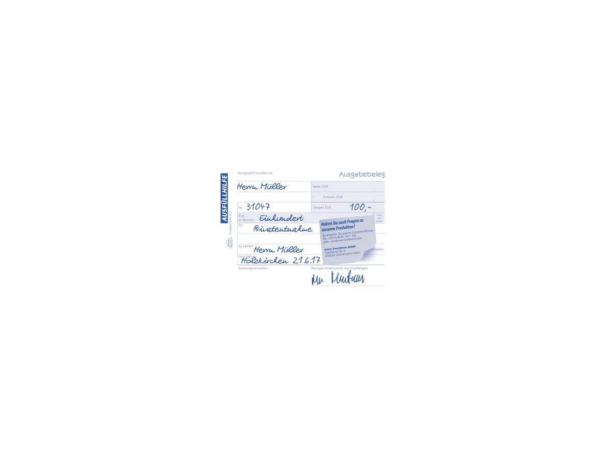 Avery Zweckform Ausgabebeleg 303 DIN A6 quer 50Blatt gelb