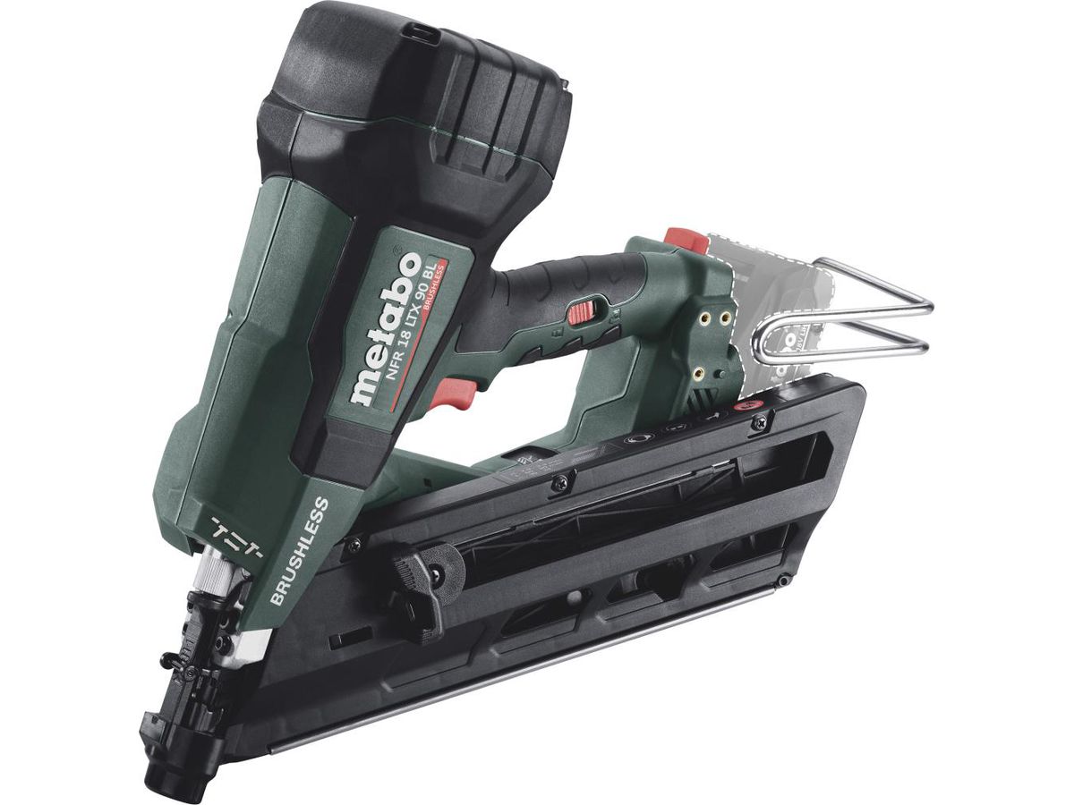 METABO Akku-Nagler NFR 18 LTX 90 BL 2x18V/4Ah, Ladegerät, metaBox