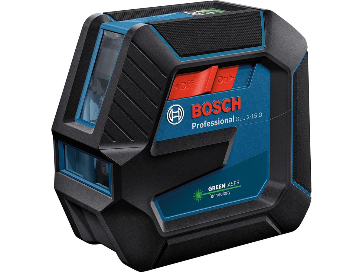 Bosch Linienlaser GLL 2-15G inkl. Halter LB 10, Laserzieltafel, Tasche, Batterien